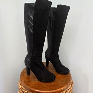 Impo Stretch Boots, Size 6.5, Black Suede and Snakeskin